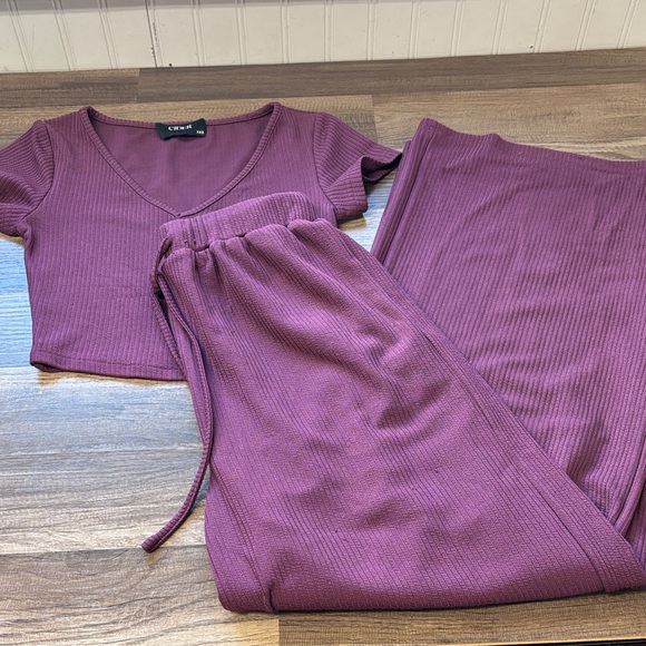 Cider Other - CIDER women's purple rib-knit two-piece set